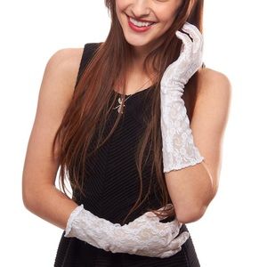 Lace elbow length gloves